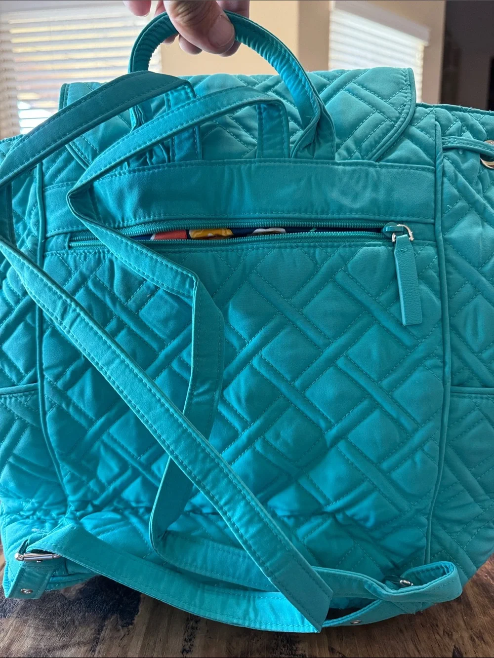 Vera Bradley backpack quilted poppy teal